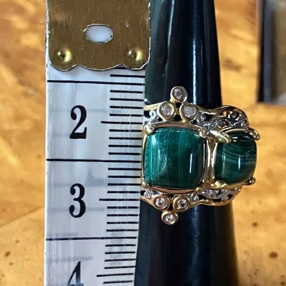 Natural Malachite Sterling Silver Ring Size 6 - Picture 6 of 8